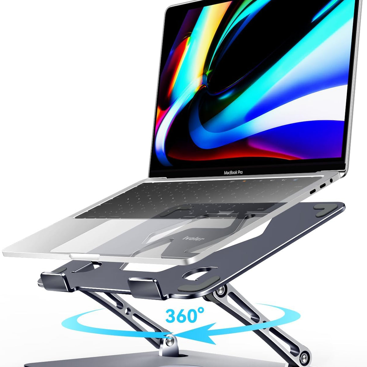 ivoler Adjustable Laptop Stand with 360° Rotating Base[Space gray]