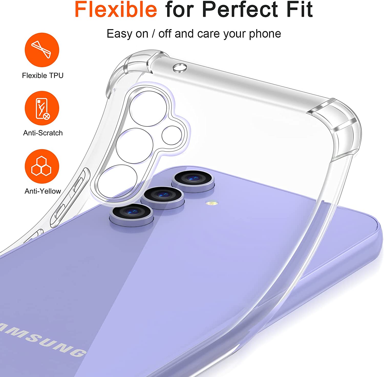 ivoler Funda para Samsung Galaxy A54 5G con 3 Piezas Cristal Templado