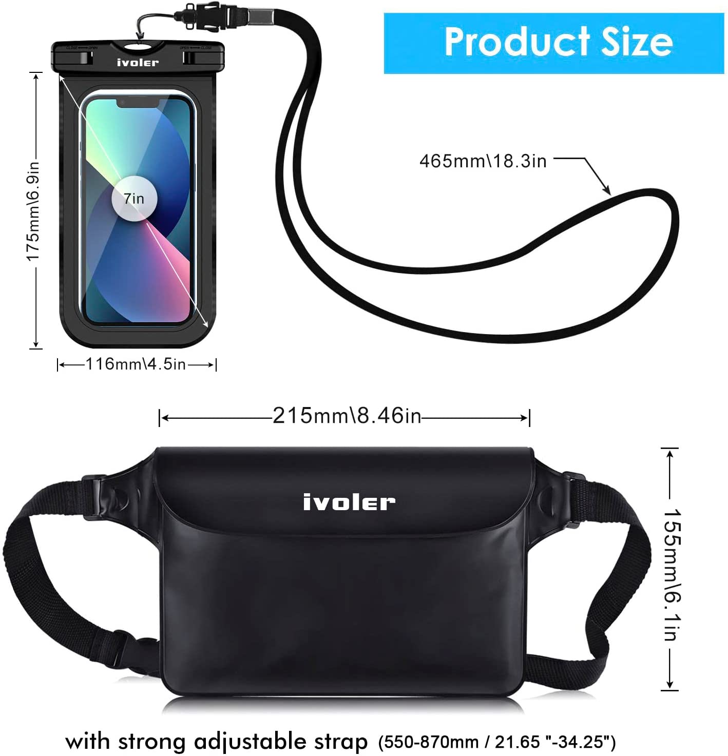 ivoler 2 en 1 Kit tanche Sac tanche avec Pochette tanche T l phone