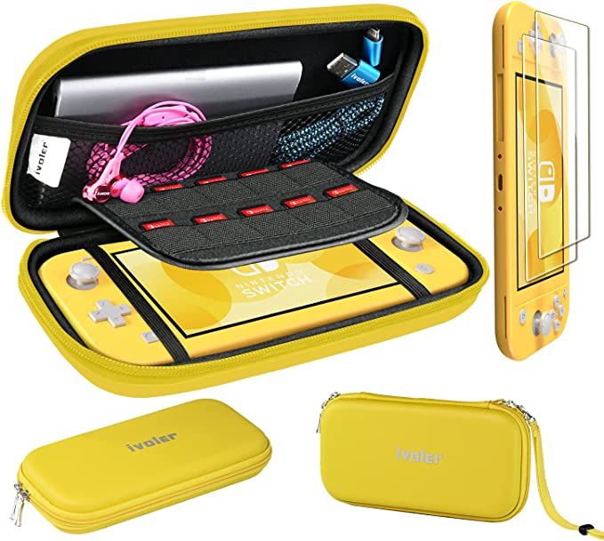 Carrying Case for Nintendo Switch Lite with 2 Pack Screen Protector