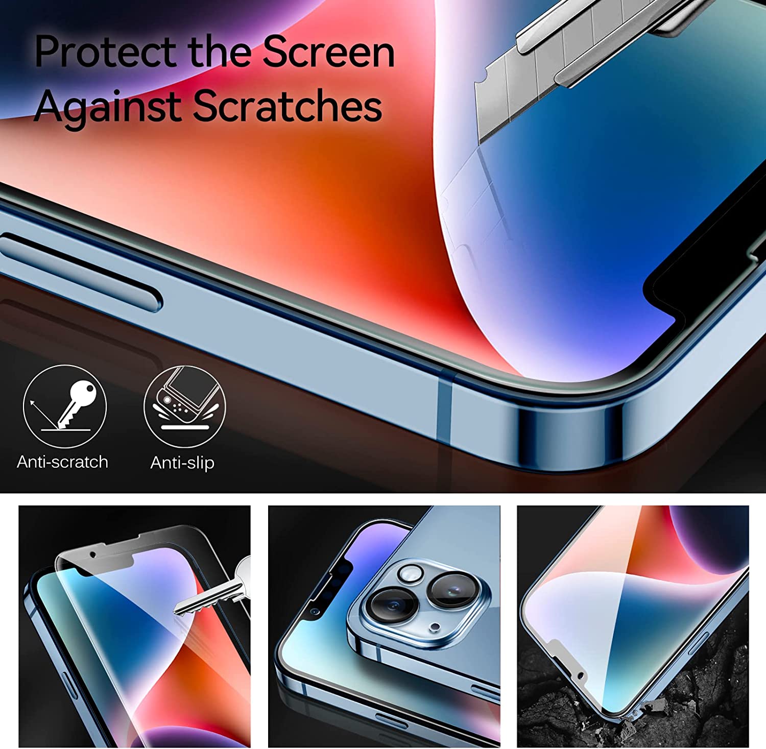 ivoler iPhone 14 Screen Protector and Camera Lens Screen Protector wit