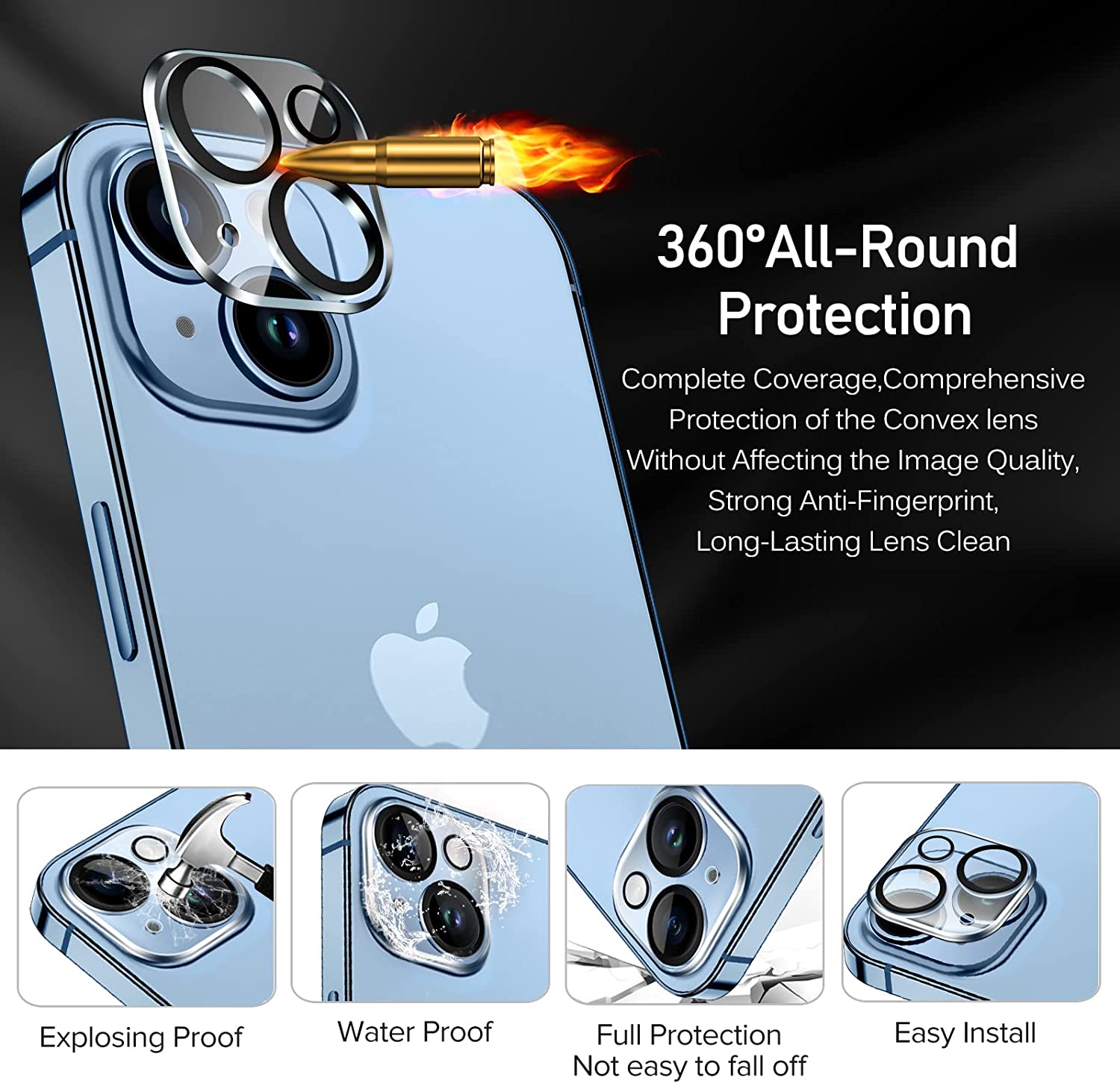 ivoler [4 PACK Camera Lens Protector Compatible with iPhone 14 6.1"/ iPhone 14 Plus (6.7")