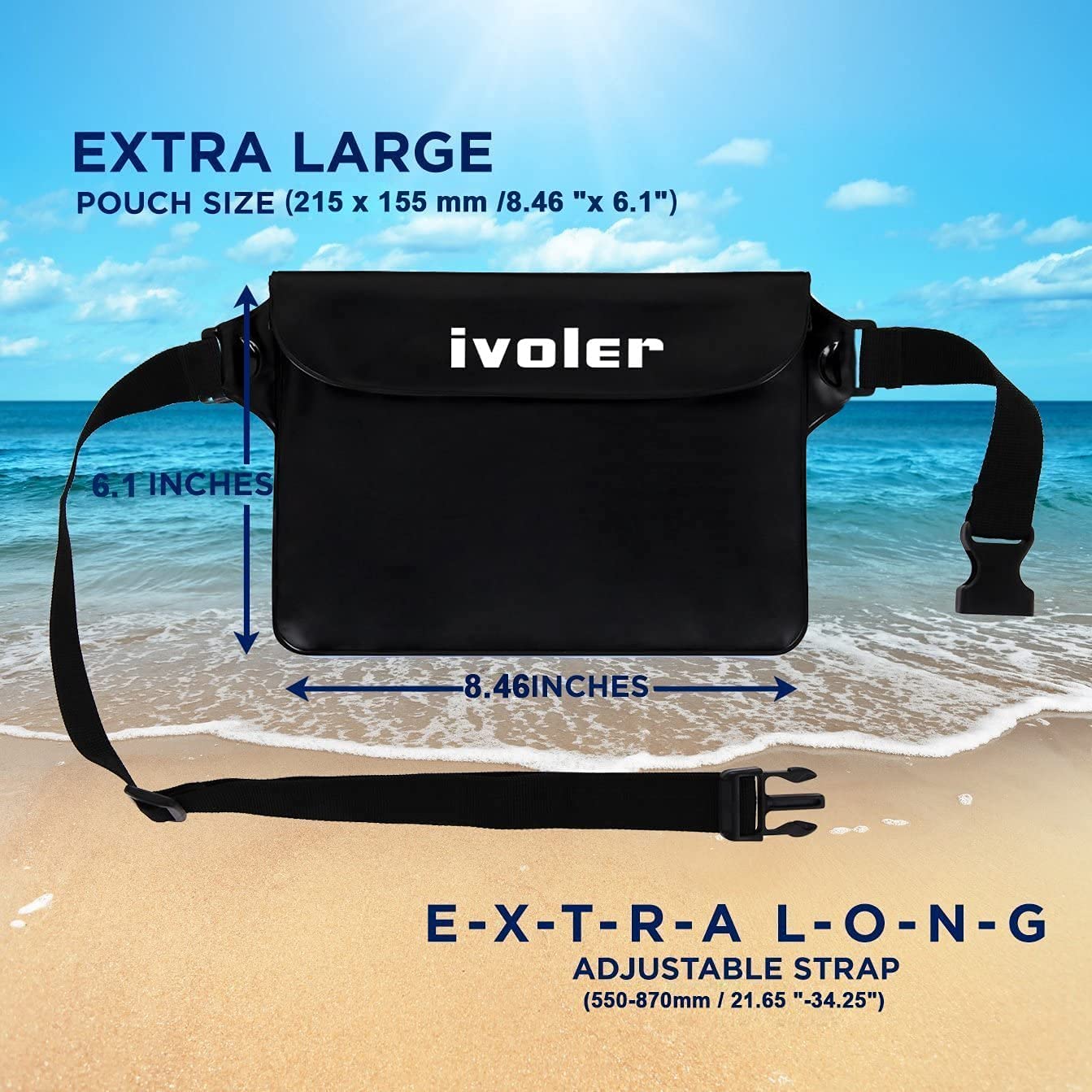 ivoler Waterproof Pouch Bag, 2 Pack Universal Waterproof Case Dry Bag for Beach