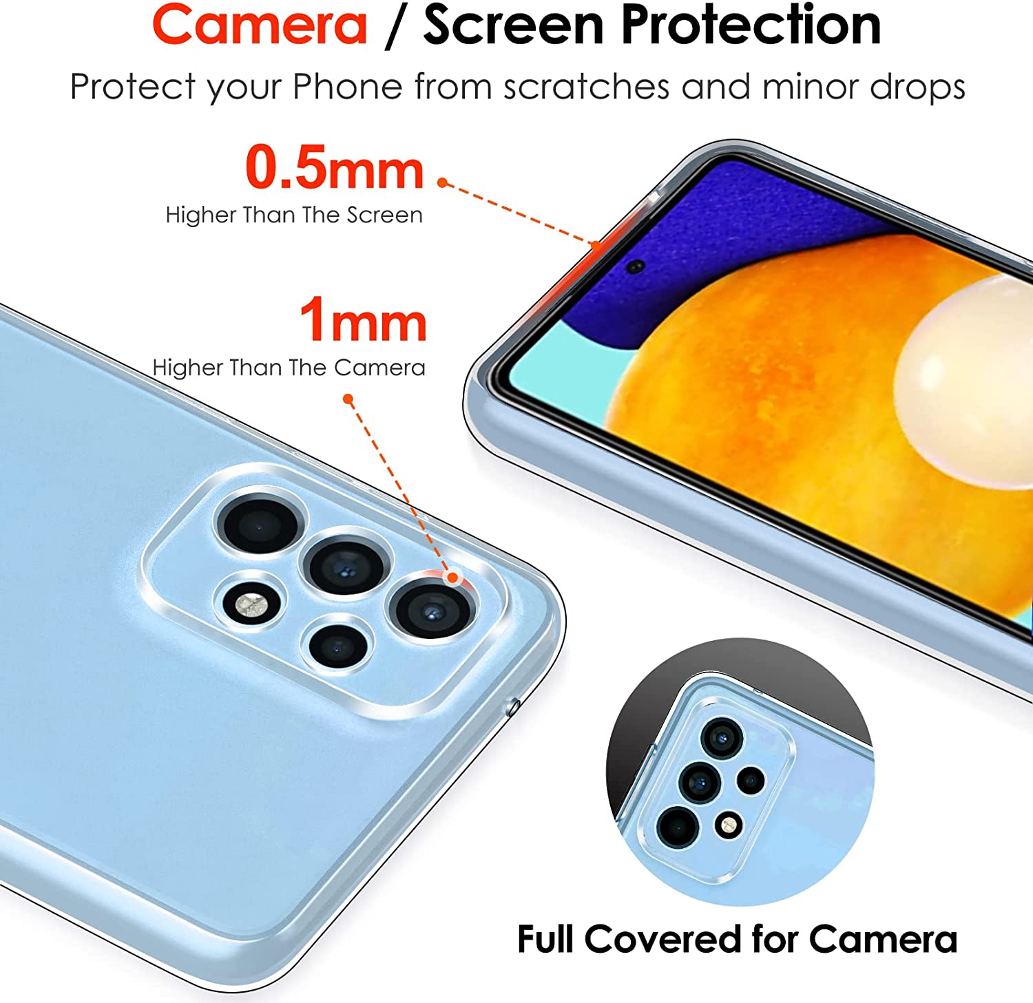 ivoler Case for Samsung Galaxy A53 5G with 3 Pack Tempered Glass Screen Protector