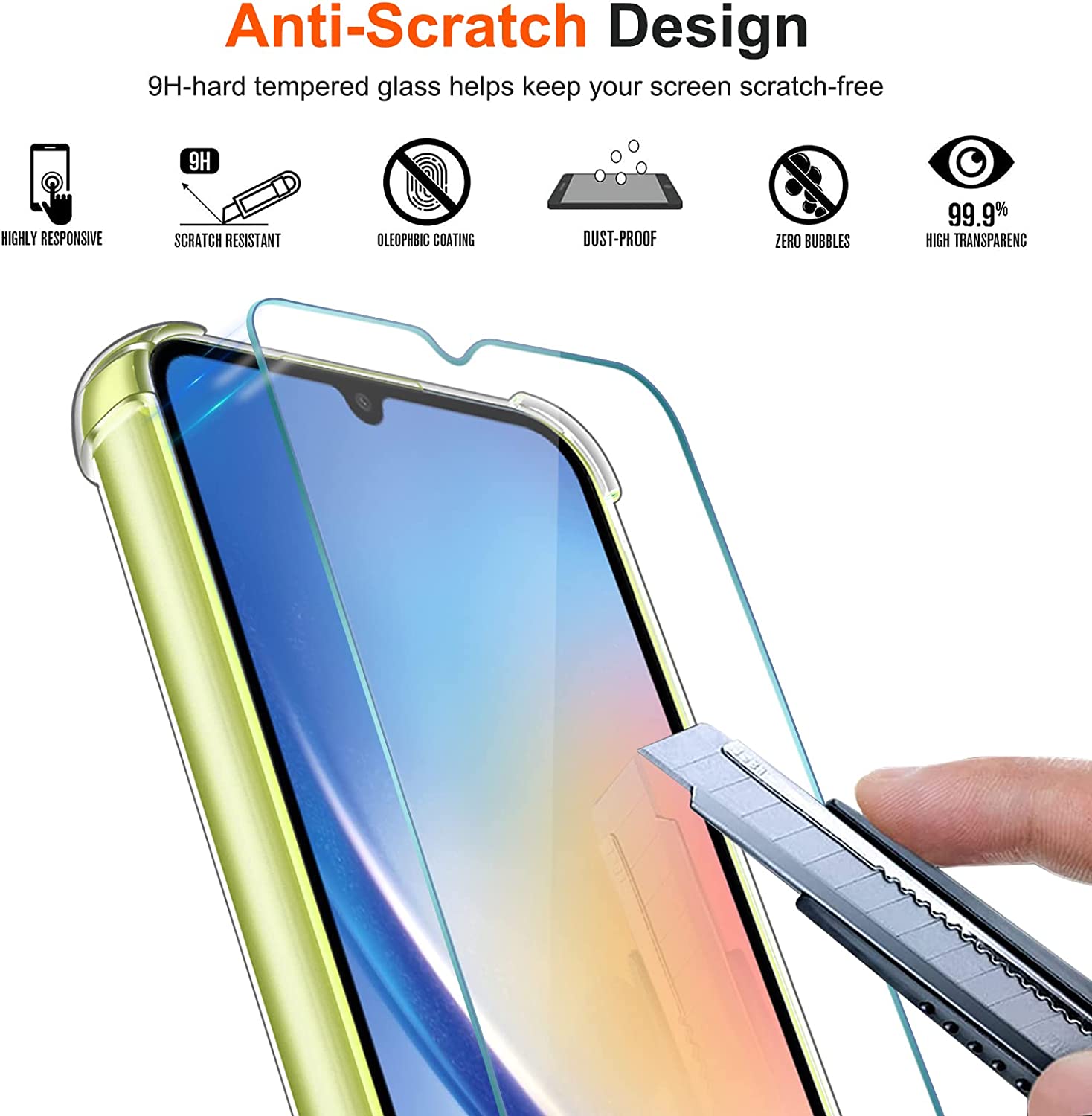 ivoler Funda para Samsung Galaxy A34 5G con 3 Piezas Cristal Templado