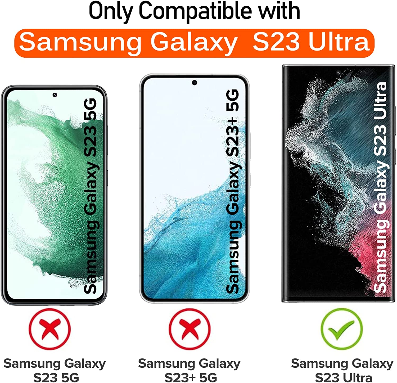 ivoler 3 in 1 Hülle für Samsung Galaxy S23 Ultra 5G, 1 Handyhülle mit 2 Stück Schutzfolie