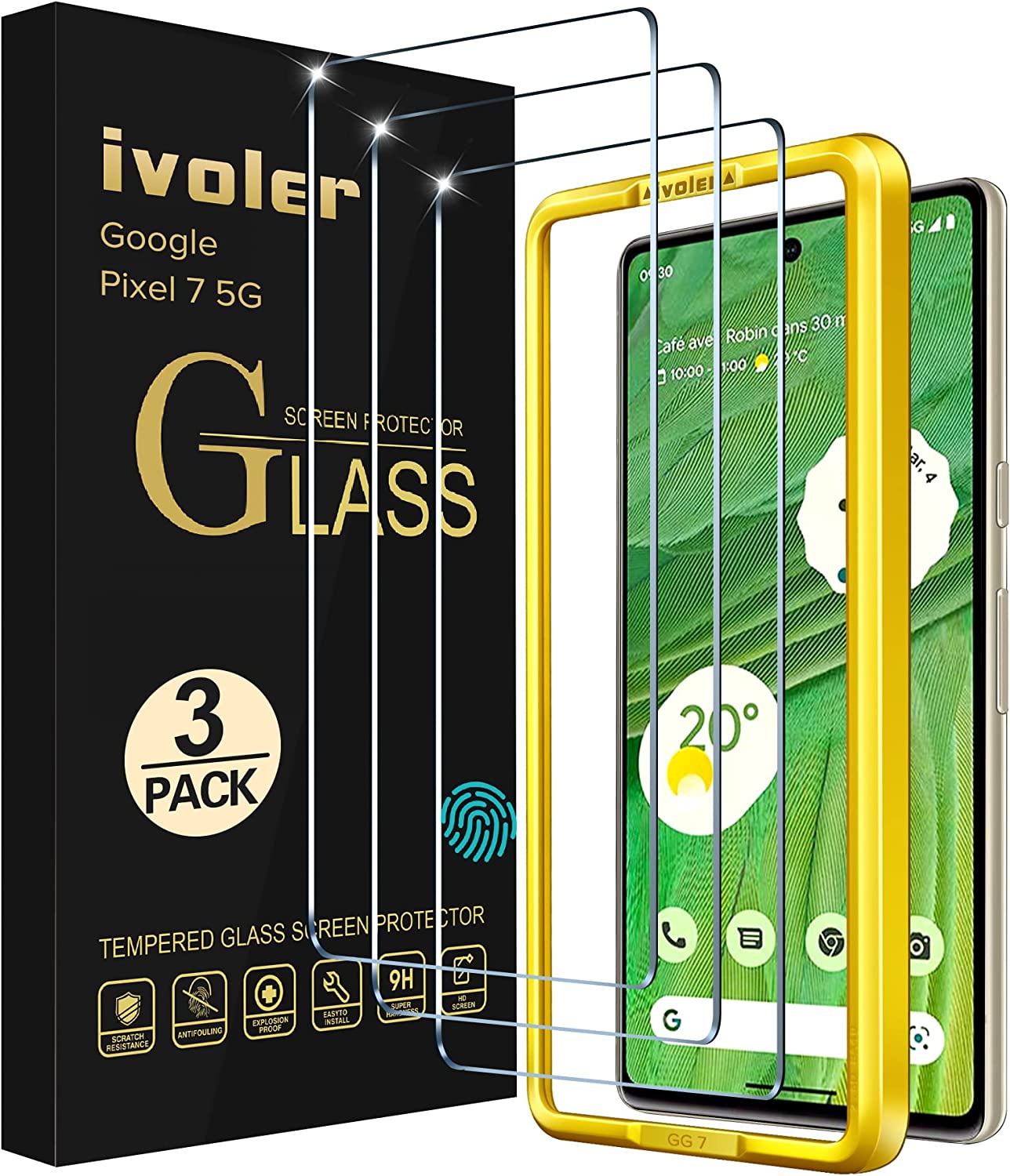 [3 Pack] iVoler Screen Protector Tempered Glass for Google Pixel 7 5G 2022